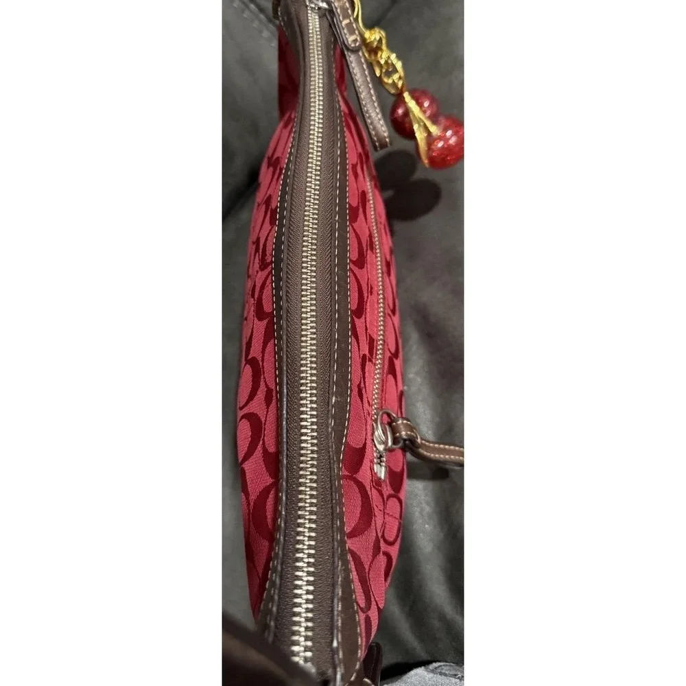 Coach Red And Brown Hobo vintage Y2K Signature C Jacquard